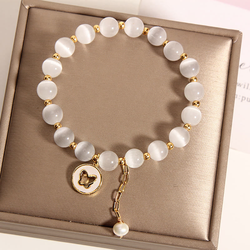 Bransoletka Buddha Stones Cat's Eye Butterfly Charm Love