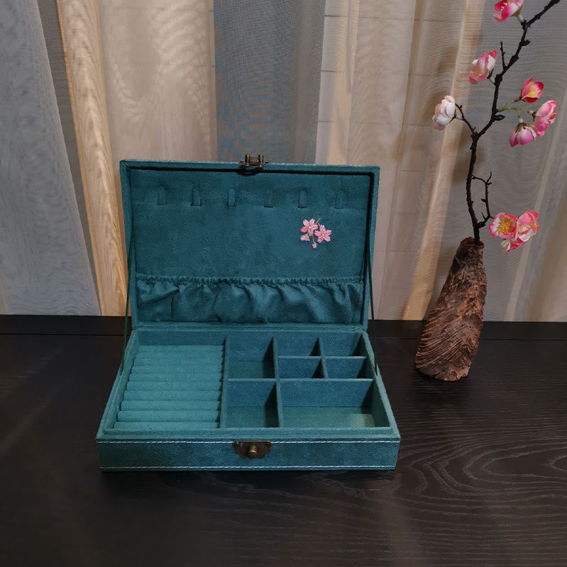 Buddha Stones Kwiaty Ważka Pudełko Organizator Biżuterii Jednowarstwowe Pudełko Do Przechowywania Biżuterii Flanelowe Pudełko