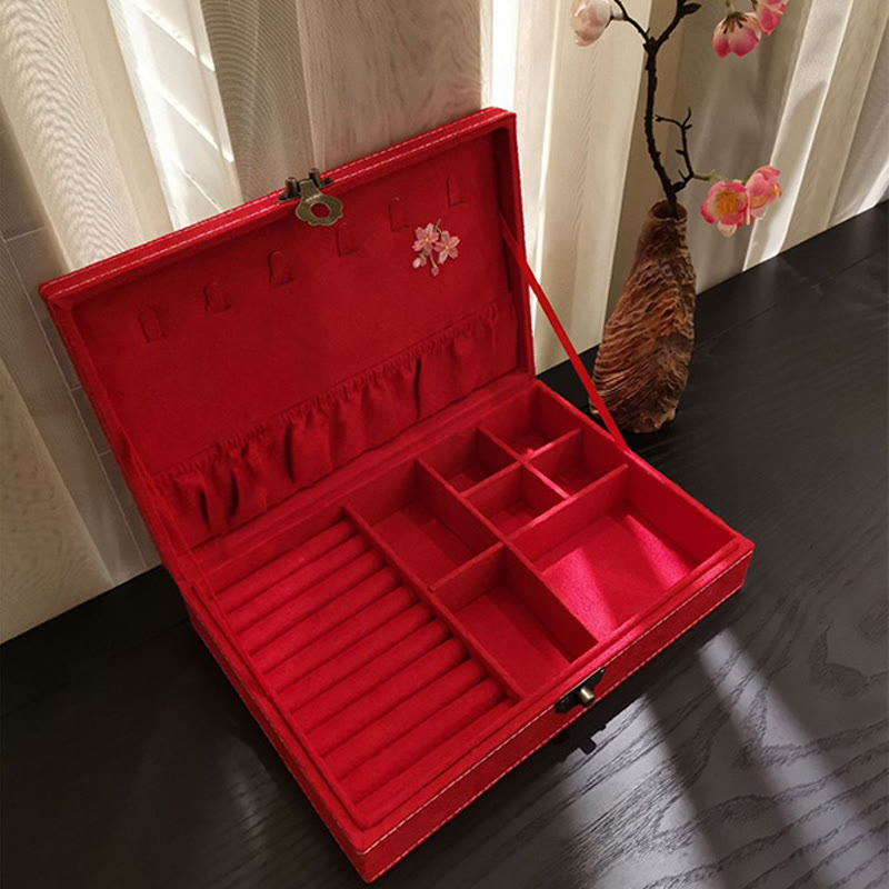 Buddha Stones Kwiaty Ważka Pudełko Organizator Biżuterii Jednowarstwowe Pudełko Do Przechowywania Biżuterii Flanelowe Pudełko