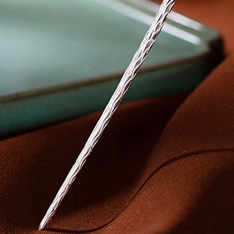 Spinka do włosów z kwiatem błogosławieństwa wykonana ze srebra próby 925 Hetian White Jade - image 15