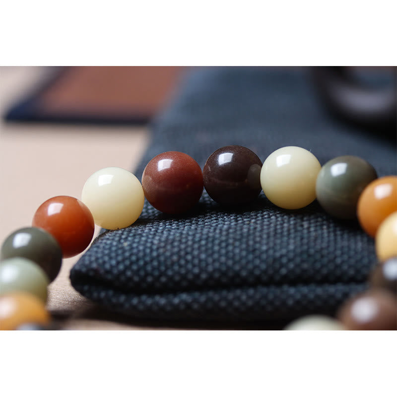Buddha Stones Naturalne Wielokolorowe Gradientowe Nasiona Bodhi Liuli Szklana Bransoletka z Urokiem Pokoju