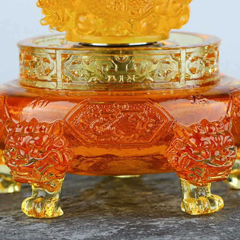 Buddha Stones Feng Shui Pomyślny Smok Ręcznie Robiony Kryształ Liuli Obrotowy Dzieło Sztuki Szczęście Dekoracja Domu i Biura