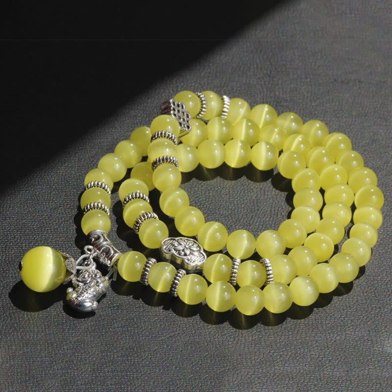 Bransoletka z potrójnym owinięciem w kocie oko PiXiu z Buddha Stones