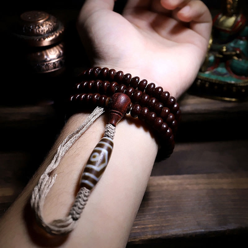 Buddha Stones Naturalne Tybet 108 Mala Koraliki Fioletowe Nasiona Bodhi Trójoki Koralik Dzi Miedziana Bransoletka Harmonii Dorje