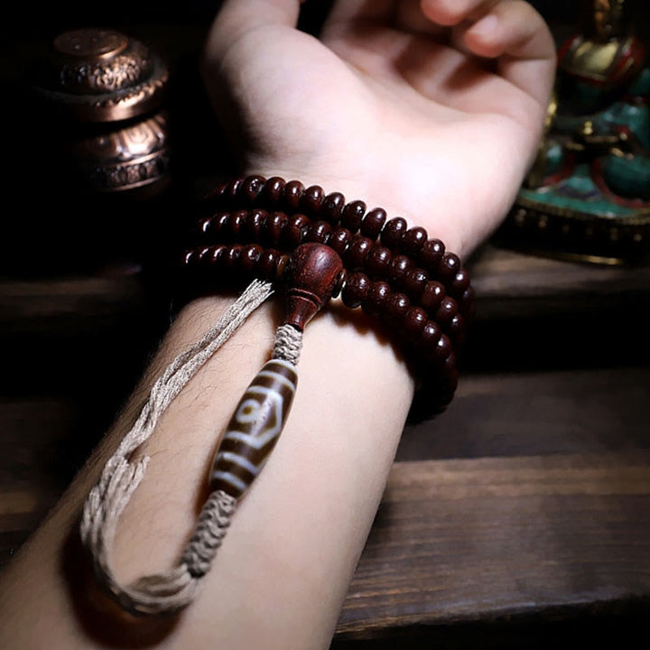 Buddha Stones Naturalne Tybet 108 Mala Koraliki Fioletowe Nasiona Bodhi Trójoki Koralik Dzi Miedziana Bransoletka Harmonii Dorje