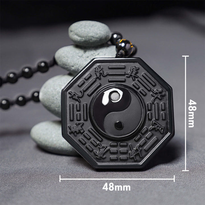 Naszyjnik z wisiorkiem Yin Yang z Buddha Stones z czarnego obsydianu - image 3