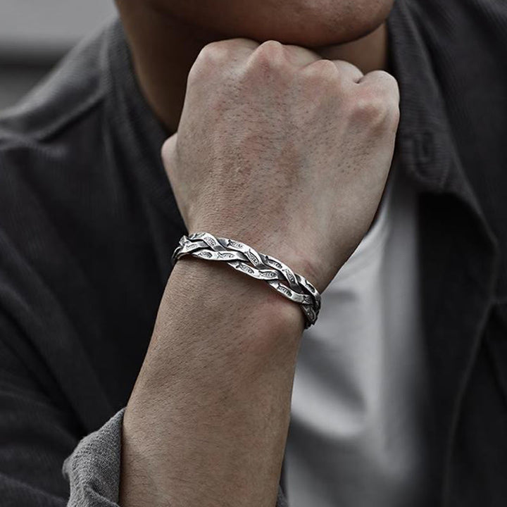 Buddha Stones Koi Ryba Skręcony Projekt Szczęście Bogactwo Mankiet Bransoletka Bangle