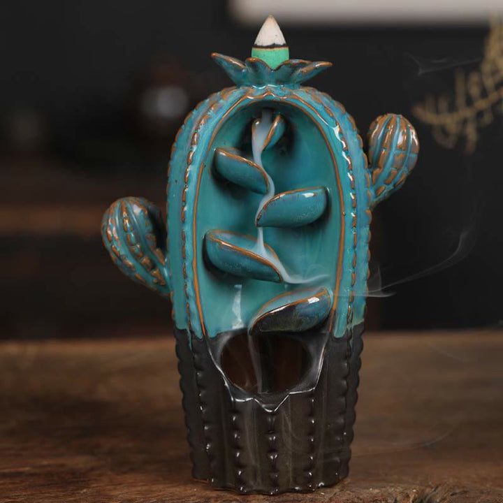Kaktus Ceramic Healing Backflow Smoke Fountain Incense Burner