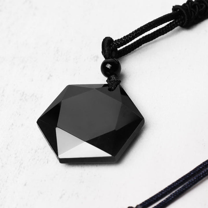 Naszyjnik z czarnym obsydianem Talisman Purify