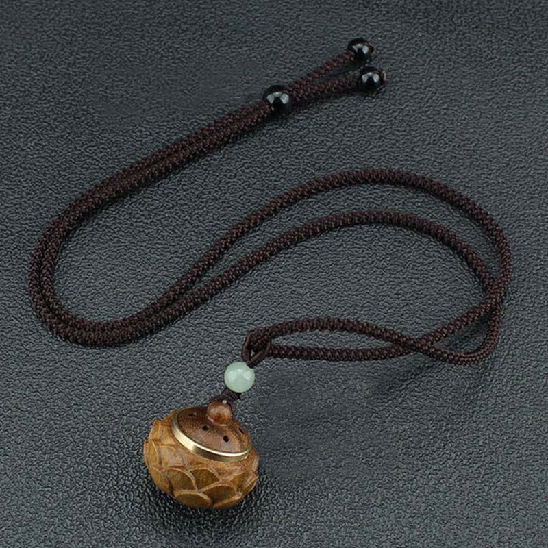 Buddha Stones Tybet Zielony Sandałowiec Palisander Om Mani Padme Hum Lotus Pozytywny Uspokajający Naszyjnik Wisiorek - image 11