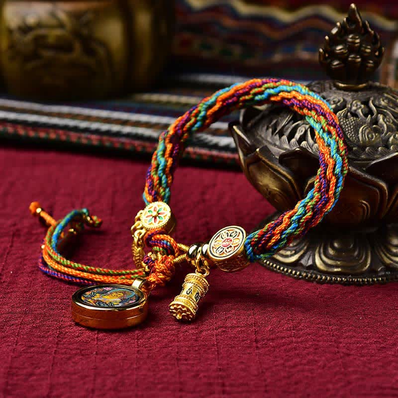 Buddha Stones Tybetańskie Szczęście Reinkarnacja Węzeł Modlitewny Koło Łapacz Snów Bransoletka z Warkoczem