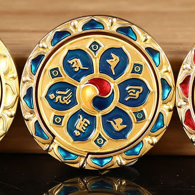 Tybetański Om Mani Padme Hum Peace Phone Ring Bracket Uniwersalny uchwyt na telefon Dekoracje - Sześcioznakowa mantra Blue Gold - image 23