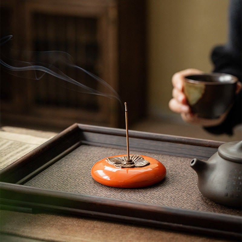 Kadzielnica ceramiczna Persimmon Meditation Healing Incense Burner Uchwyty na kadzidełka