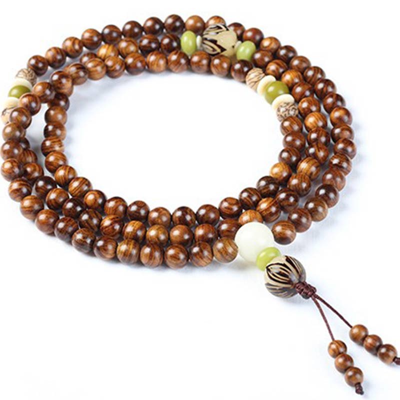 Bransoletka ochronna Mala z palisandru tybetańskiego z Buddha Stones