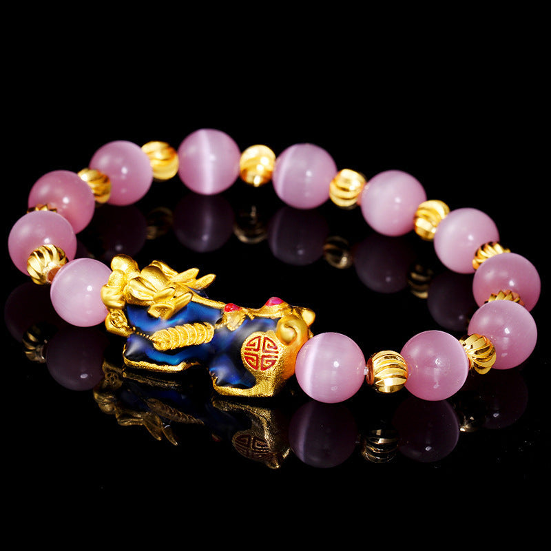 Bransoletka na szczęście z Buddha Stones PiXiu Cat Eye