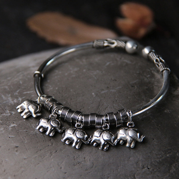 Bransoletka Buddha Stones 925 Srebro Sterling Słoń Siła Bransoletka