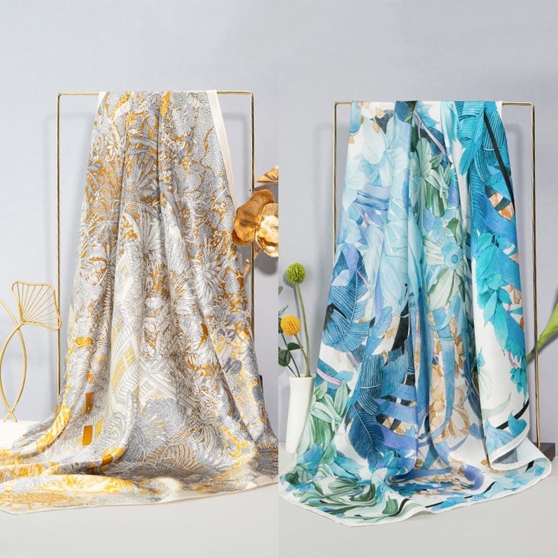 Kamienie Buddha Stones Dżungla Olej Malarstwo Pomyślne Chmury 100% Jedwabny Szalik Morwowy Premium Grade 6A Dwustronny Jedwabny Szalik na Szyję - image 1