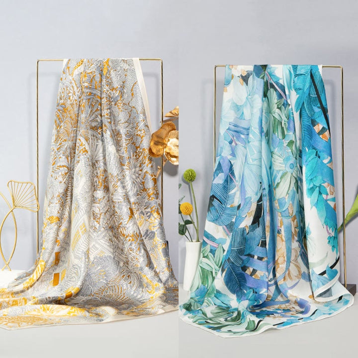 Kamienie Buddha Stones Dżungla Olej Malarstwo Pomyślne Chmury 100% Jedwabny Szalik Morwowy Premium Grade 6A Dwustronny Jedwabny Szalik na Szyję - image 1