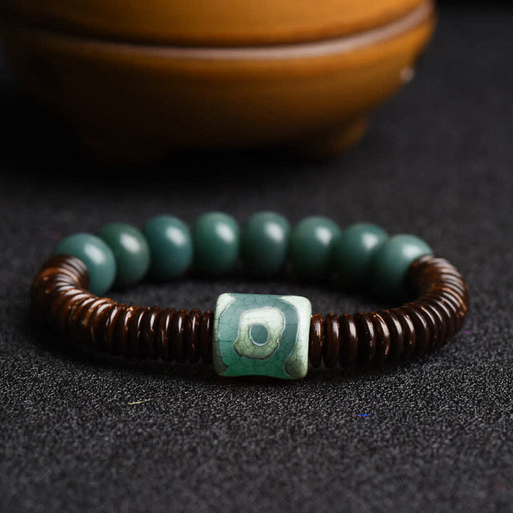 Tybetański Cyan Bodhi Seed Dzi Bead Bransoletka z łupin kokosa, która odstrasza złe duchy