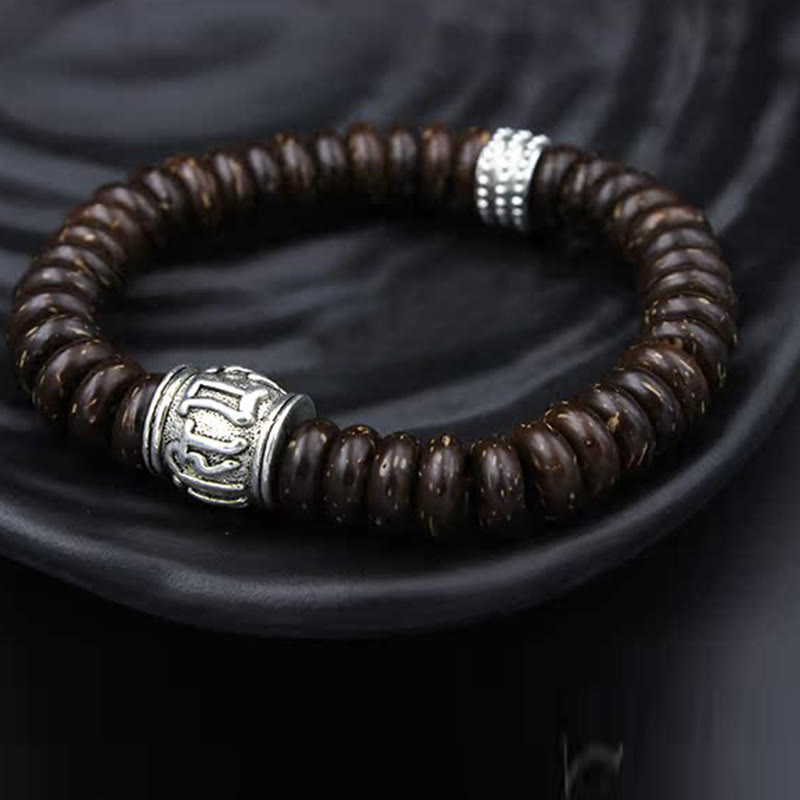Buddha Stones Naturalne Tybetańskie Skorupki Kokosa Om Mani Padme Hum Pozytywna Bransoletka
