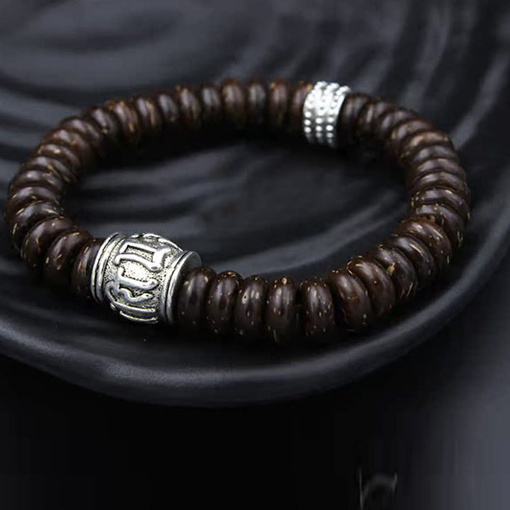Buddha Stones Naturalne Tybetańskie Skorupki Kokosa Om Mani Padme Hum Pozytywna Bransoletka