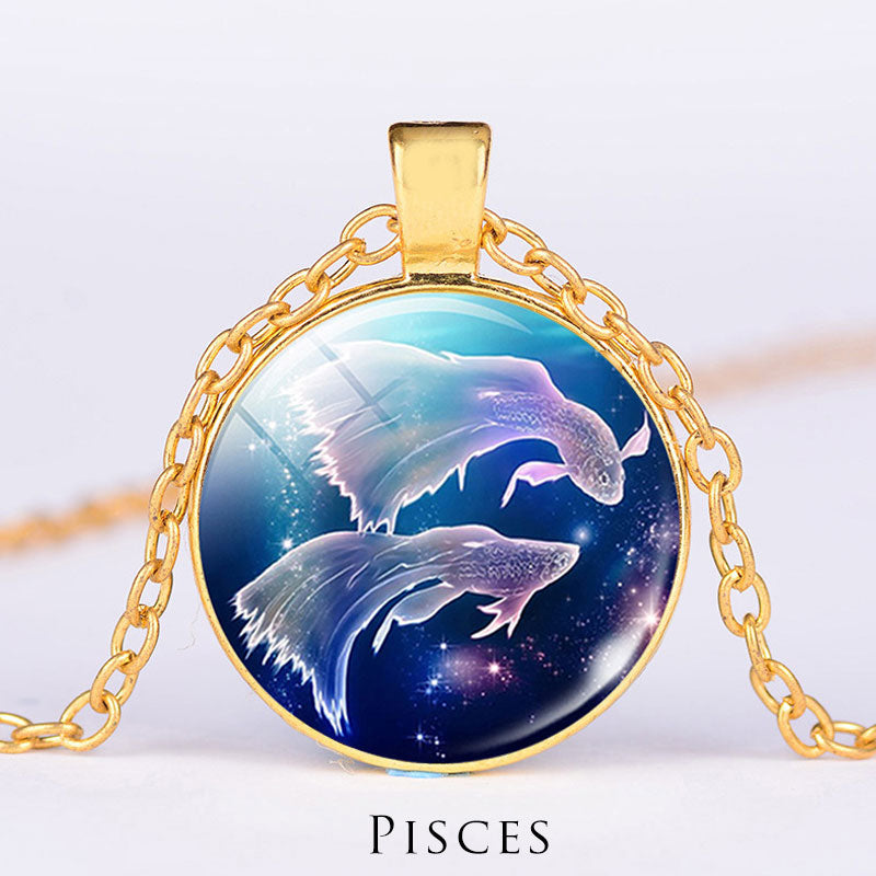 12 konstelacji zodiaku Księżyc Gwiaździste niebo Ochrona Błogosławieństwo Naszyjnik Wisiorek