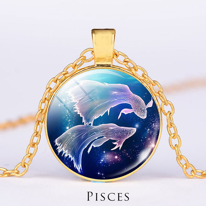 12 konstelacji zodiaku Księżyc Gwiaździste niebo Ochrona Błogosławieństwo Naszyjnik Wisiorek