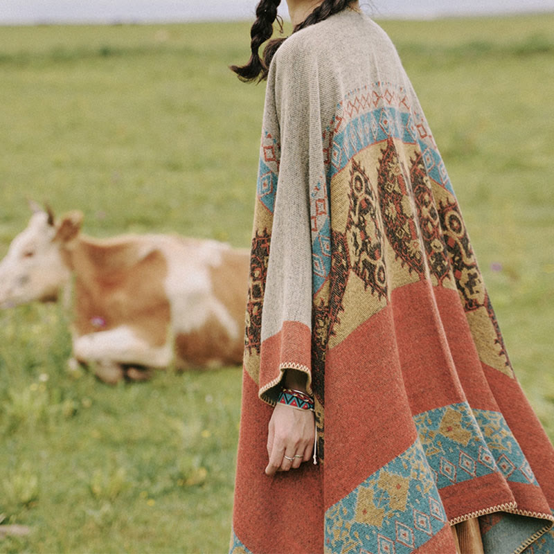 Buddha Stones Tybetański szal Diamentowy wzór Zimowy ciepły szalik - image 8