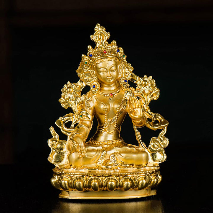 Buddha Stones Bodhisattwa Biała Tara Nadzieja Ochrona Pozłacana Statua Dekoracja
