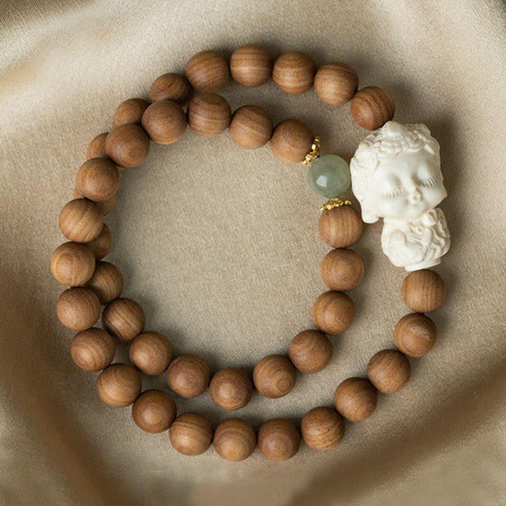 Buddha Stones Sandałowe Hetian Jadeit Ivory Fruit Zielona Tara Bransoletka Ochronna