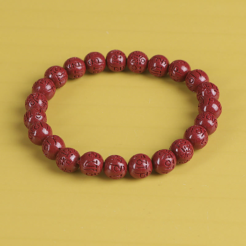 Buddha Stones Naturalne Podwójne PiXiu Cinnabar Om Mani Padme Hum Bogactwo Szczęście Koralikowa Bransoletka