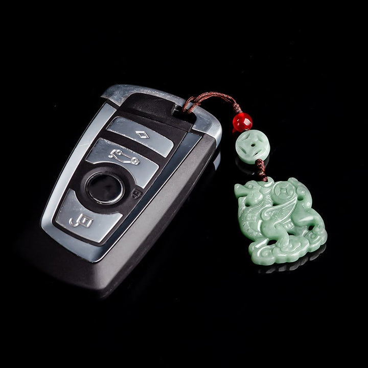 Buddha Stones Naturalny Jade Kirin Dobrobyt Telefon Wiszący Dekoracja