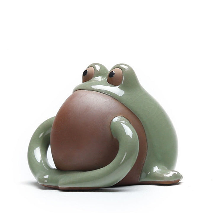 Buddha Stones FengShui Bogactwo Szczęście Słodka Żaba Ceramiczna Herbata Zwierzę Figurka Dekoracja - image 8