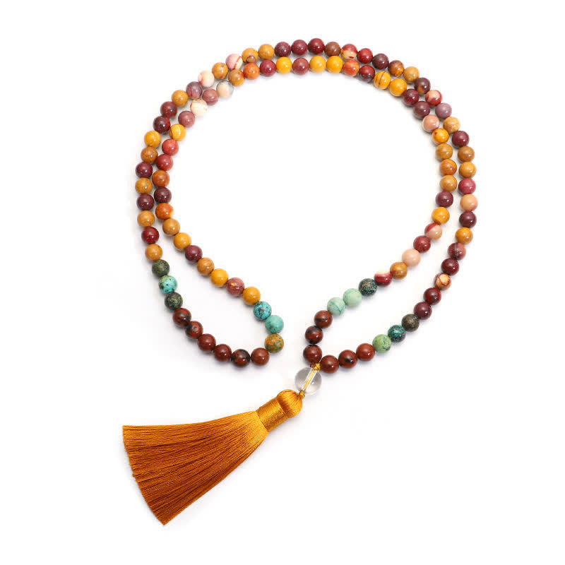 Buddha Stones 108 Mala Koraliki Mookaite Emocjonalny Wzrost Bransoletka Naszyjnik Wisiorek