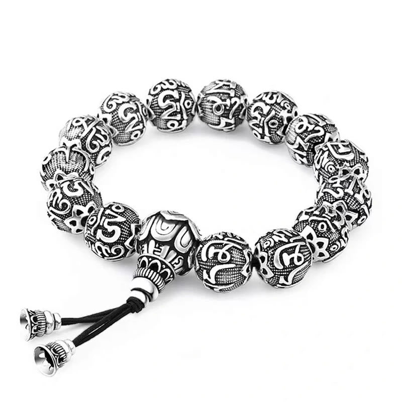 Buddha Stones Tybetańskie Om Mani Padme Hum Rzeźbione Koraliki Amulet Bransoletka