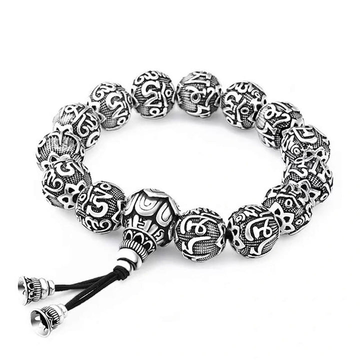 Buddha Stones Tybetańskie Om Mani Padme Hum Rzeźbione Koraliki Amulet Bransoletka
