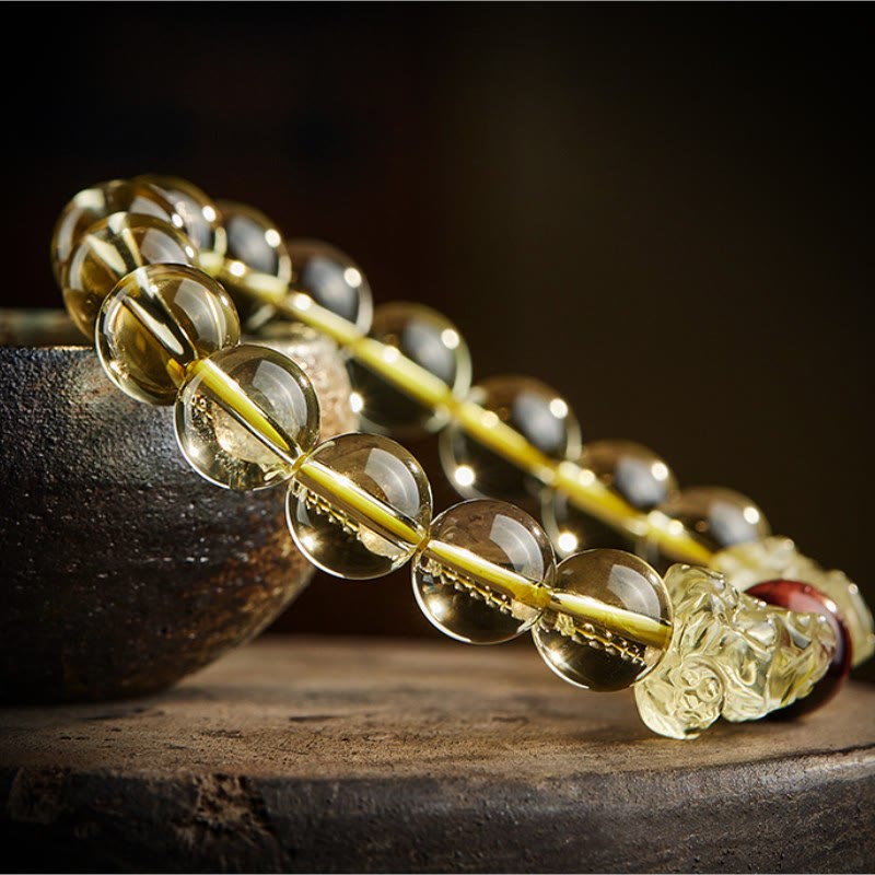 Bransoletka ochronna Buddha Stones Natural Citrine Double PiXiu Tiger Eye Prosperity
