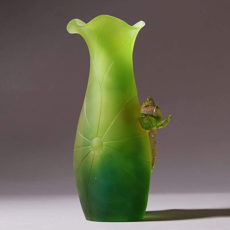 Feng Shui Lotus Ręcznie robiony kryształ Liuli Dzieło sztuki Domowe Biuro Oferta Dekoracja