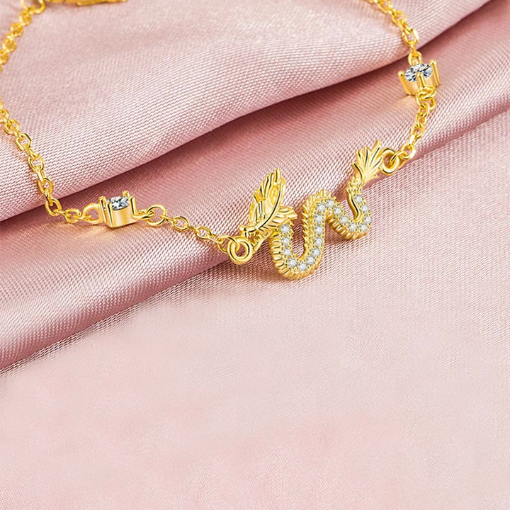 Buddha Stones 925 Srebro Sterling Rok Smoka Pomyślny Złoty Smok Szczęście Czerwona Bransoletka Łańcuchowa - image 13