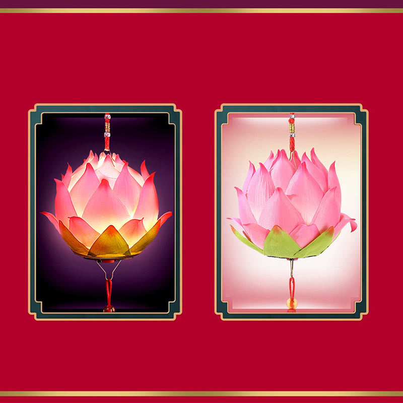 Buddha Stones DIY Kwiat Lotosu Smok Latarnia Lampa Tassel Dekoracja