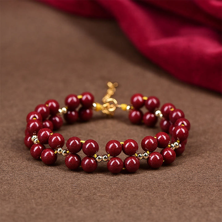 Bransoletka z koralików z Buddha Stones Natural Cinnabar Blessing