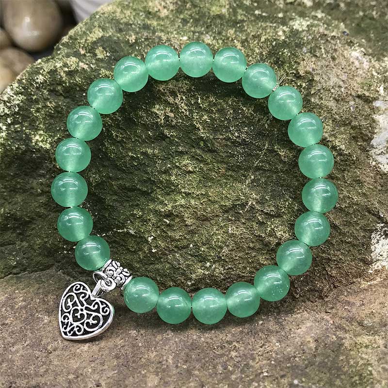 Naturalny kamień szlachetny, bransoletka z zawieszką Lucky Love Heart Stretch