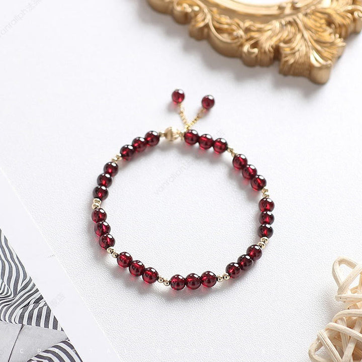 Bransoletka Buddha Stones 14K Gold Natural Garnet Calm