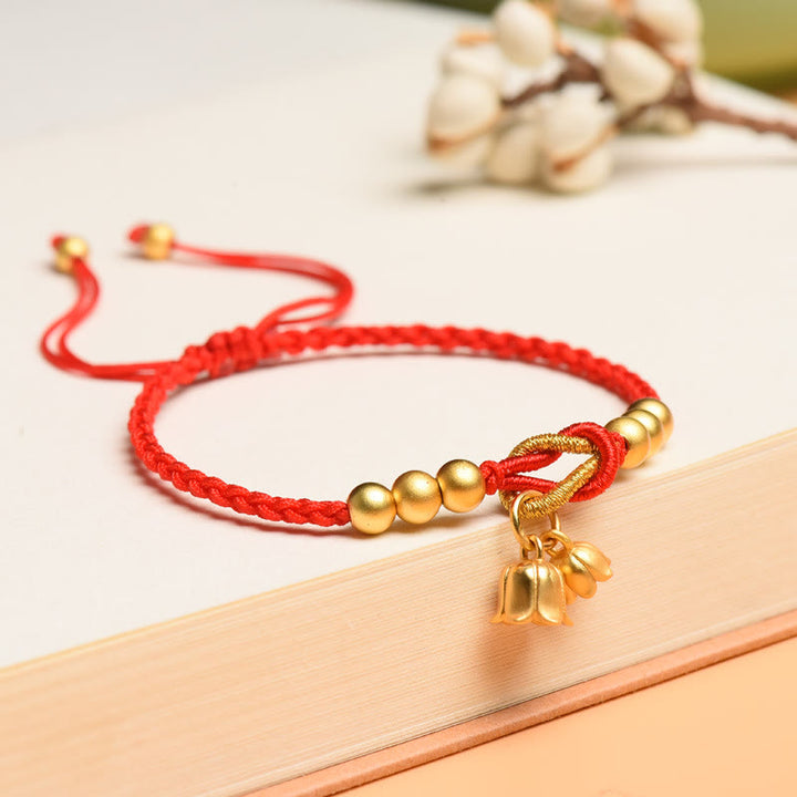 Buddha Stones Ręcznie robione Konwalia Kwiat Charm Design Szczęście Ochrona Bransoletka Pleciona