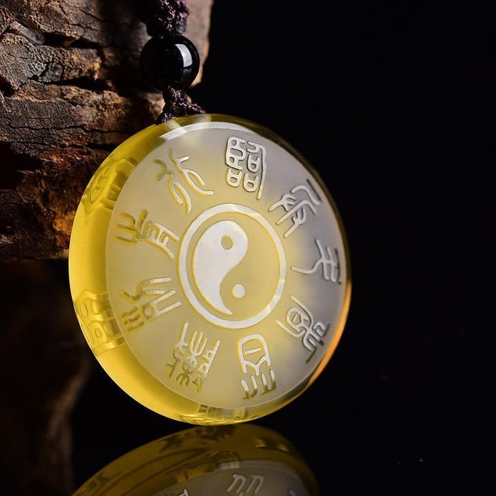 Buddha Stones Taoizm Pięć Świętych Gór Symbol Yin Yang Liuli Kryształ Równowaga Naszyjnik Wisiorek Brelok