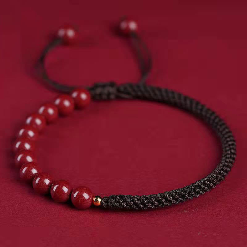 Buddha Stones Naturalna bransoletka z sznurka Cinnabar King Kong Knot Błogosławieństwo