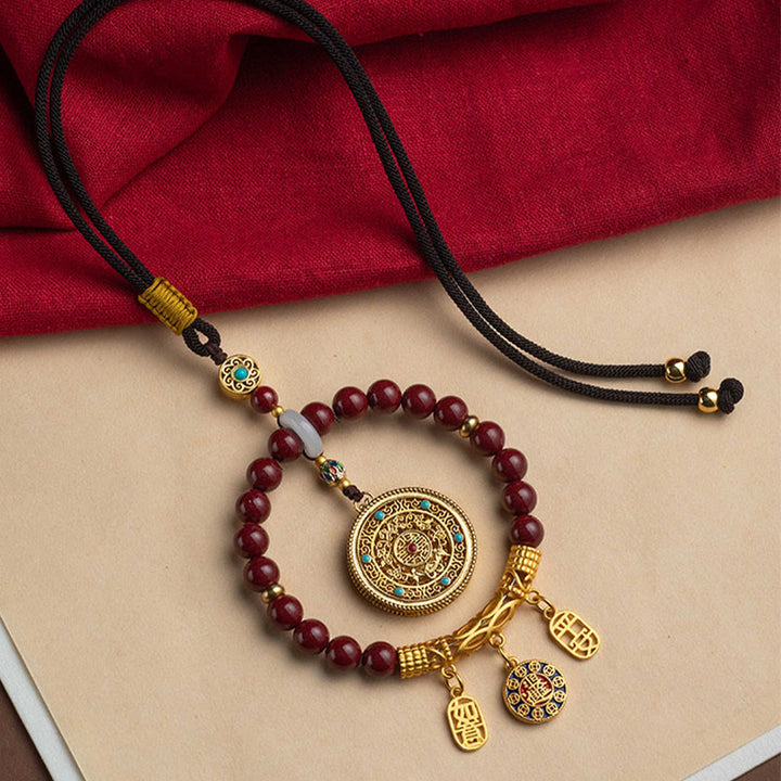 Buddha Stones Naturalne Cynober Życzenie Ruyi Pokój Błogosławieństwo Wisząca Dekoracja Samochodowa