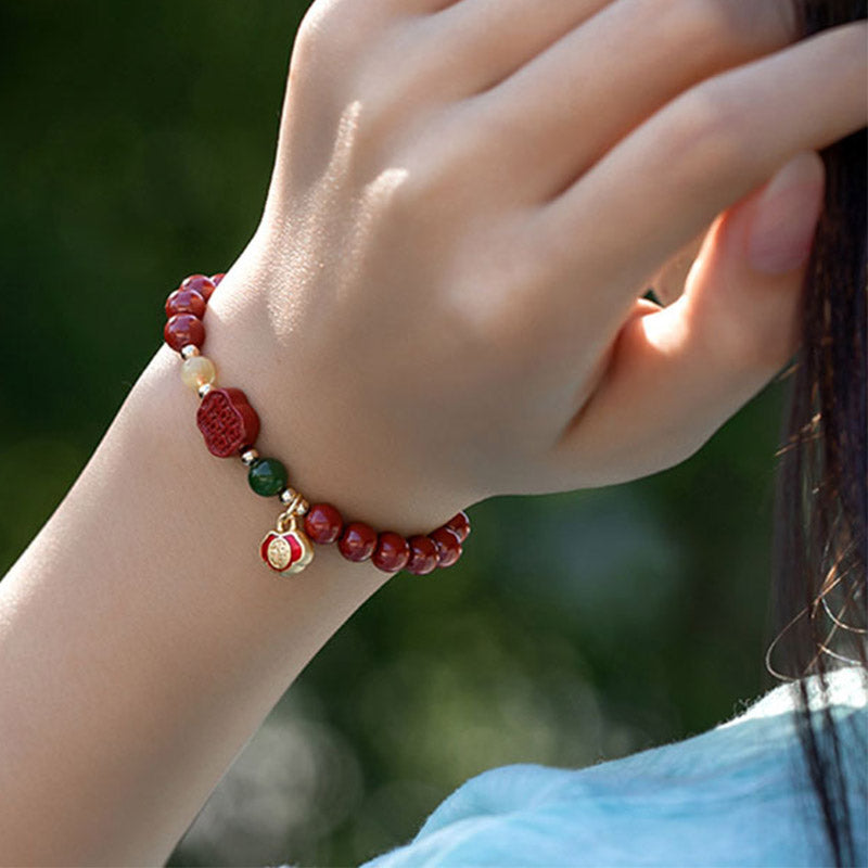 Bransoletka Buddha Stones Cinnabar Happiness Calm