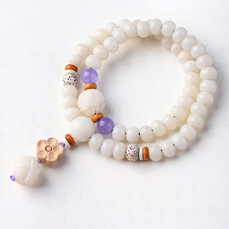 Bransoletka z białego jadeitu Bodhi Lotus z Buddha Stones