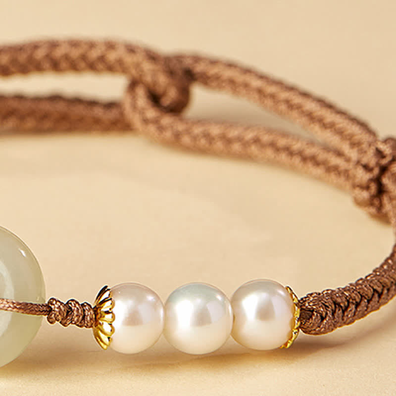 Bransoletka z naturalnych Buddha Stones Hetian Jade Pearl Peace Buckle Luck